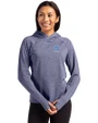 North Carolina Tar Heels Alumni Cutter & Buck Adapt Recycled Soft Knit Stretch Womens Hooded Pullover Navy Blue Heather Front