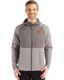 Clemson Tigers Alumni Cutter & Buck Peshastin Fleece Recycled Mens Hybrid Jacket Elemental Grey Heather Front