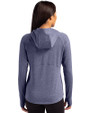 SEC Conference Cutter & Buck Adapt Knit Recycled Womens Heathered Hooded Pullover Navy Blue Heather Back