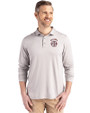 Oklahoma Sooners SEC Cutter & Buck Coastline Epic Comfort Recycled Mens Long Sleeve Polo CONCRETE Front