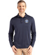 SEC Conference Cutter & Buck Coastline Recycled Double Peached Mens Long Sleeve Polo Navy Blue Front