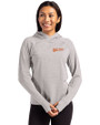 Idaho State Bengals College Vault Cutter & Buck Adapt Knit Recycled Womens Heathered Hooded Pullover Polished Heather Front