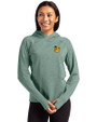 Baylor Sailor Bear College Vault Cutter & Buck Adapt Knit Recycled Womens Heathered Hooded Pullover Hunter Heather Front