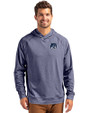 New Hampshire Wildcats College Vault Cutter & Buck Adapt Knit Recycled Mens Heathered Hooded Pullover Navy Blue Heather Front