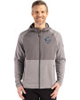 Penn State Nittany Lions College Vault Cutter & Buck Peshastin Fleece Recycled Mens Hybrid Jacket Elemental Grey Heather Front