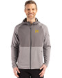 Michigan Wolverines College Vault Cutter & Buck Peshastin Fleece Recycled Mens Hybrid Jacket Elemental Grey Heather Front