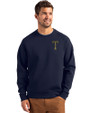 GA Tech Yellow Jackets College Vault Cutter & Buck Roam Epic Versatility Recycled Crew Neck Mens Pullover Navy Blue Front