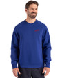 SMU Mustangs College Vault Cutter & Buck Roam Epic Versatility Recycled Crew Neck Mens Pullover Tour Blue Front