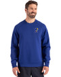 Kansas Jayhawks College Vault Cutter & Buck Roam Epic Versatility Recycled Crew Neck Mens Pullover Tour Blue Front