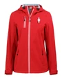 Women's Golf Day Clique Telemark Recycled Stretch Softshell Womens Full Zip Hooded Jacket Red Mannequin