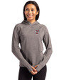 Umass Minutemen Cutter & Buck Adapt Knit Recycled Womens Heathered Hooded Pullover Black Heather Front