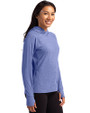 Boise State Broncos Cutter & Buck Adapt Knit Recycled Womens Heathered Hooded Pullover Tour Blue Heather Side
