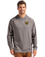 Oakland Golden Grizzlies Cutter & Buck Adapt Knit Recycled Mens Heathered Hooded Pullover Black Heather Front