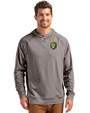 Southeastern Louisiana Lions Cutter & Buck Adapt Knit Recycled Mens Heathered Hooded Pullover Black Heather Front