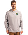 Southeastern Louisiana Lions Cutter & Buck Adapt Knit Recycled Mens Heathered Hooded Pullover Polished Heather Front