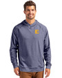 ETSU Buccaneers Cutter & Buck Adapt Knit Recycled Mens Heathered Hooded Pullover Navy Blue Heather Front