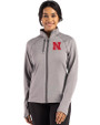 Nebraska Cornhuskers Cutter & Buck Peshastin Fleece Recycled Womens Full Zip Jacket Elemental Grey Heather Front