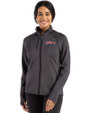 Delaware State Hornets Cutter & Buck Peshastin Fleece Recycled Womens Full Zip Jacket Black Heather Front