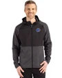 Boise State Broncos Cutter & Buck Peshastin Fleece Recycled Mens Hybrid Jacket Black Heather Front