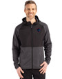 DePaul Blue Demons Cutter & Buck Peshastin Fleece Recycled Mens Hybrid Jacket Black Heather Front