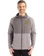 Quinnipiac Bobcats Cutter & Buck Peshastin Fleece Recycled Mens Hybrid Jacket Elemental Grey Heather Front