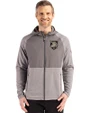 Army Black Knights Cutter & Buck Peshastin Fleece Recycled Mens Hybrid Jacket Elemental Grey Heather Front