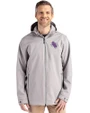 Stephen F Austin Lumberjacks Cutter & Buck Camano Recycled Everyday Stretch Water Resistant Mens Full Zip Jacket Polished Medium Gray Front