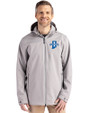Indiana State Sycamores Cutter & Buck Camano Everyday Stretch Recycled Mens Water Resistant Jacket Polished Medium Gray Front