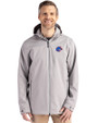 Boise State Broncos Cutter & Buck Camano Everyday Stretch Recycled Mens Water Resistant Jacket Polished Medium Gray Front
