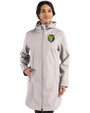 Southeastern Louisiana Lions Cutter & Buck Camano Everyday Stretch Recycled Womens Water Resistant Jacket Polished Medium Gray Front