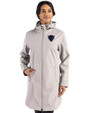 DePaul Blue Demons Cutter & Buck Camano Everyday Stretch Recycled Womens Water Resistant Jacket Polished Medium Gray Front