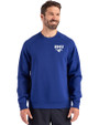 SMU Mustangs Cutter & Buck Roam Epic Versatility Recycled Crew Neck Mens Pullover Tour Blue Front