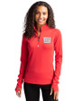 New York Giants Cutter & Buck Traverse Stretch Eco Quarter Zip Womens Pullover Red Front
