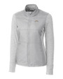 Los Angeles Chargers Cutter & Buck Stealth Hybrid Quilted Womens Full Zip Windbreaker Jacket Polished Medium Gray Mannequin