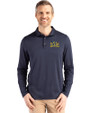 Drexel Dragons Cutter & Buck Coastline Epic Comfort Recycled Mens Long Sleeve Polo Navy Blue Front