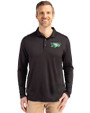 North Dakota Cutter & Buck Coastline Epic Comfort Recycled Mens Long Sleeve Polo Black Front