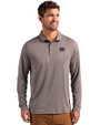 Kansas State Wildcats Cutter & Buck Coastline Recycled Double Peached Mens Long Sleeve Polo Elemental Grey Front