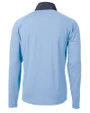 Cutter & Buck Adapt Recycled Soft Knit Stretch Mens Hybrid Quarter Zip Pullover  Atlas/Navy Blue Mannequin Back