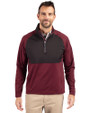 Cutter & Buck Adapt Recycled Soft Knit Stretch Mens Hybrid Quarter Zip Pullover  Bordeaux/Black Front