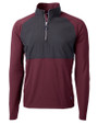 Cutter & Buck Adapt Recycled Soft Knit Stretch Mens Hybrid Quarter Zip Pullover  Bordeaux/Black Mannequin
