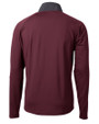 Cutter & Buck Adapt Recycled Soft Knit Stretch Mens Hybrid Quarter Zip Pullover  Bordeaux/Black Mannequin Back