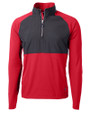 Cutter & Buck Adapt Recycled Soft Knit Stretch Mens Hybrid Quarter Zip Pullover  Cardinal Red/Black Mannequin