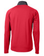 Cutter & Buck Adapt Recycled Soft Knit Stretch Mens Hybrid Quarter Zip Pullover  Cardinal Red/Black Mannequin Back