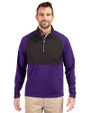 Cutter & Buck Adapt Recycled Soft Knit Stretch Mens Hybrid Quarter Zip Pullover  College Purple/Black Front