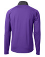 Cutter & Buck Adapt Recycled Soft Knit Stretch Mens Hybrid Quarter Zip Pullover  College Purple/Black Mannequin Back