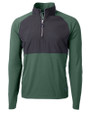 Cutter & Buck Adapt Recycled Soft Knit Stretch Mens Hybrid Quarter Zip Pullover  Hunter/Black Mannequin