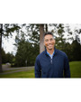 Cutter & Buck Adapt Recycled Soft Knit Stretch Mens Hybrid Quarter Zip Pullover  Navy Blue Lifestyle 1