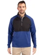 Cutter & Buck Adapt Recycled Soft Knit Stretch Mens Hybrid Quarter Zip Pullover  Tour Blue/Black Front
