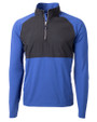 Cutter & Buck Adapt Recycled Soft Knit Stretch Mens Hybrid Quarter Zip Pullover  Tour Blue/Black Mannequin