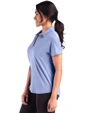 Los Angeles Rams Monochromatic Cutter & Buck Coastline Recycled Double Peached Womens Dolman Polo Hyacinth Side